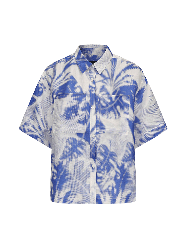 ATELIER MISS LU Printed Mulberry Silk And Linen-blend Top - LEVIIN.