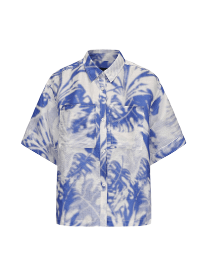 ATELIER MISS LU Printed Mulberry Silk And Linen-blend Top - LEVIIN.