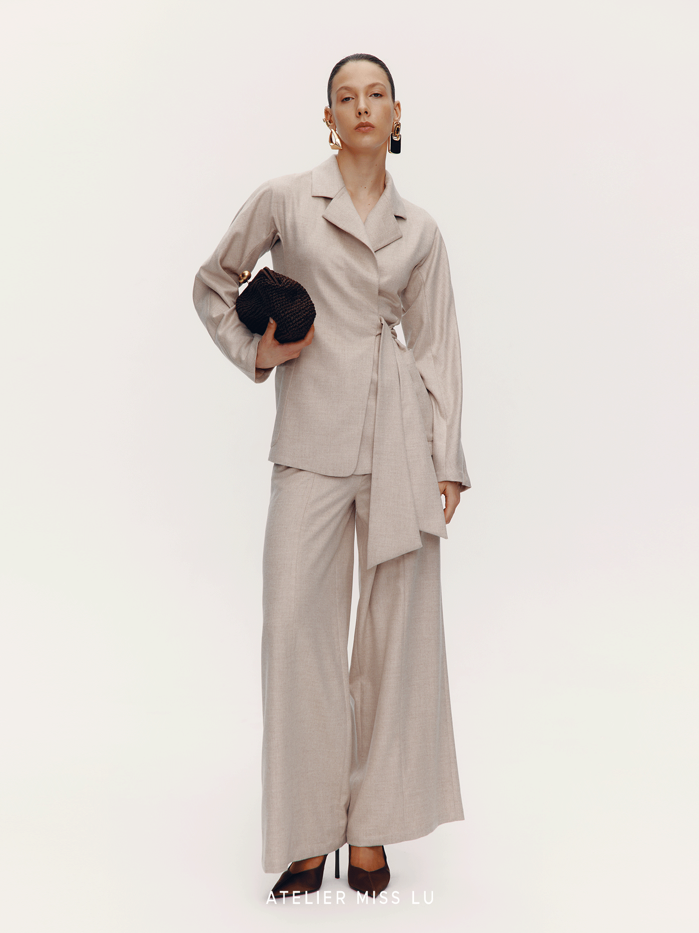 ATELIER MISS LU Old Money Style Sheep Wool Blend Blazer Jacket - SINF.
