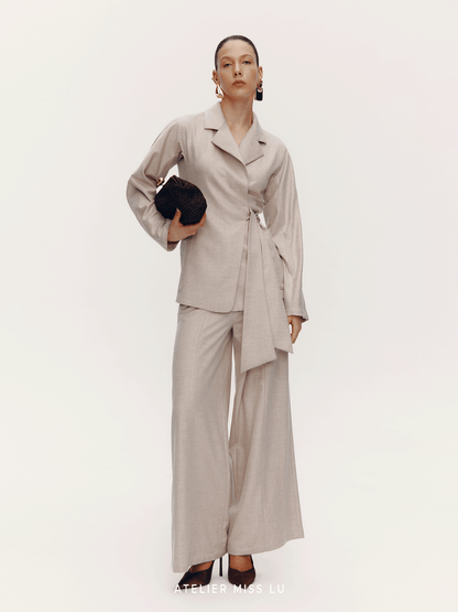 ATELIER MISS LU Old Money Style Sheep Wool Blend Blazer Jacket - SINF.