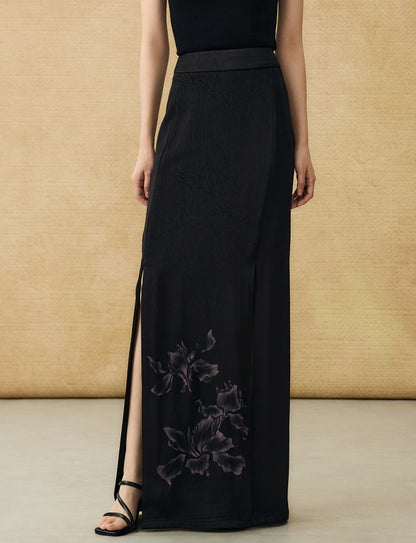 HECO summer high-waisted straight hip slit long skirt - KRISTOFF.