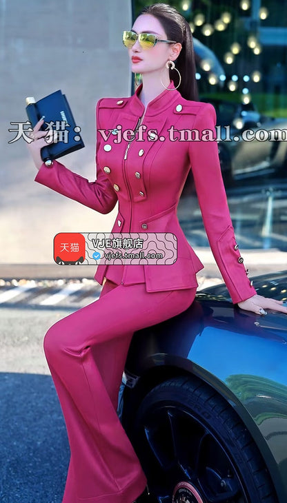 VJE  top micro flared pants two-piece set-NINI.