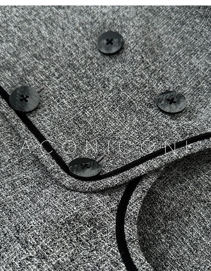 Aconiconi High End Gray V-Neck Sleeveless Hound Sooth Cocktail Dress- Kawashima Girl