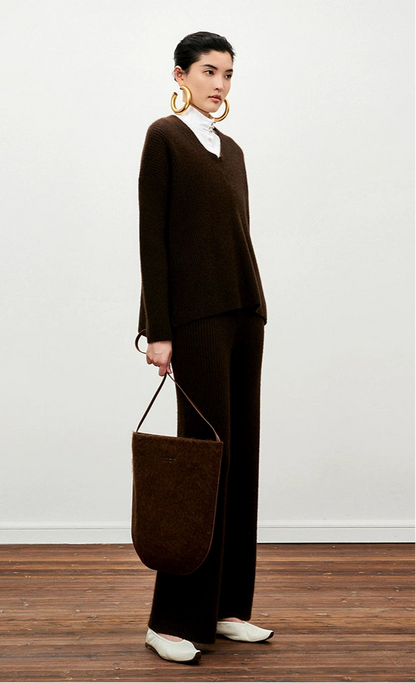 ZHUCHONGYUN Winter Slim Fit Yak Fleece Knitted Pants--FUDOU.