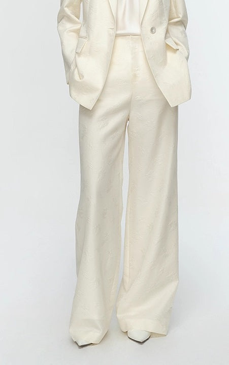 COMME MOI Lu Yan designer high-intelligence commuter silk wool jacquard wide-leg pants - BIEBER.