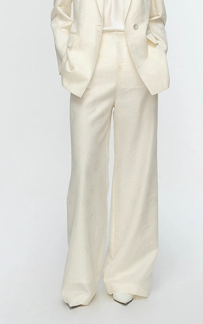 COMME MOI Lu Yan designer high-intelligence commuter silk wool jacquard wide-leg pants - BIEBER.