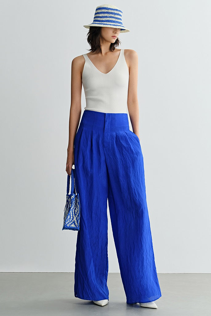 COMME MOI women's high-waisted wide-leg pants-THADUS.