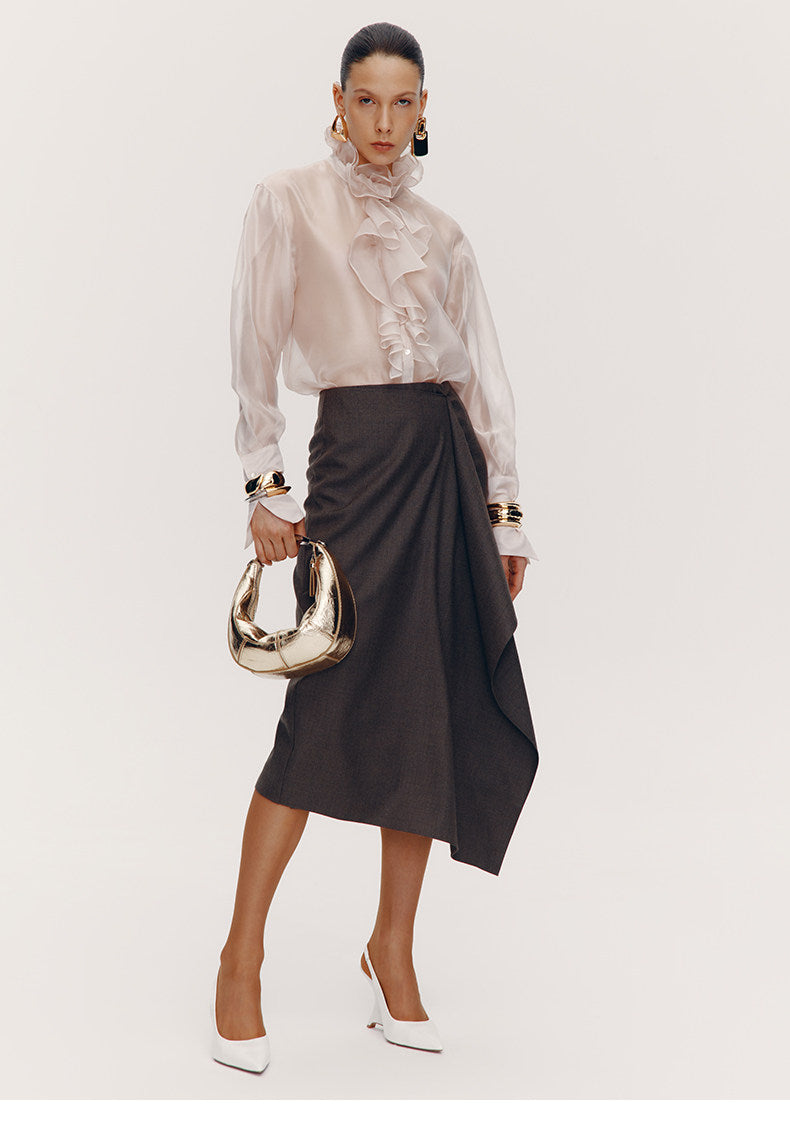 ATELIER MISS LU Court Wind Pleated Design Shirt Top - AUDIT