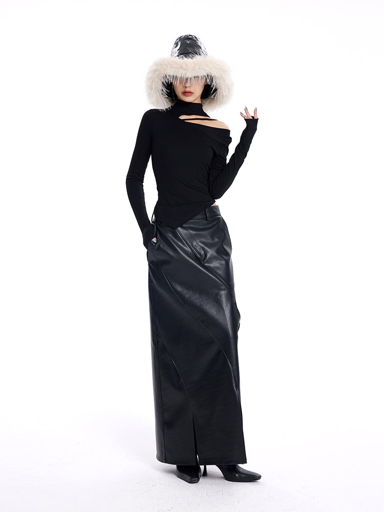 TINY IN irregular cut-out off-the-shoulder long-sleeved top-DIMO