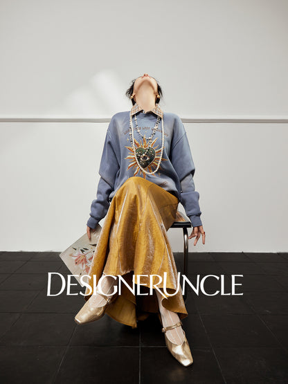 DGU×LAB|Blue sweatshirt puppy print loose crew neck long-sleeved top - PAT