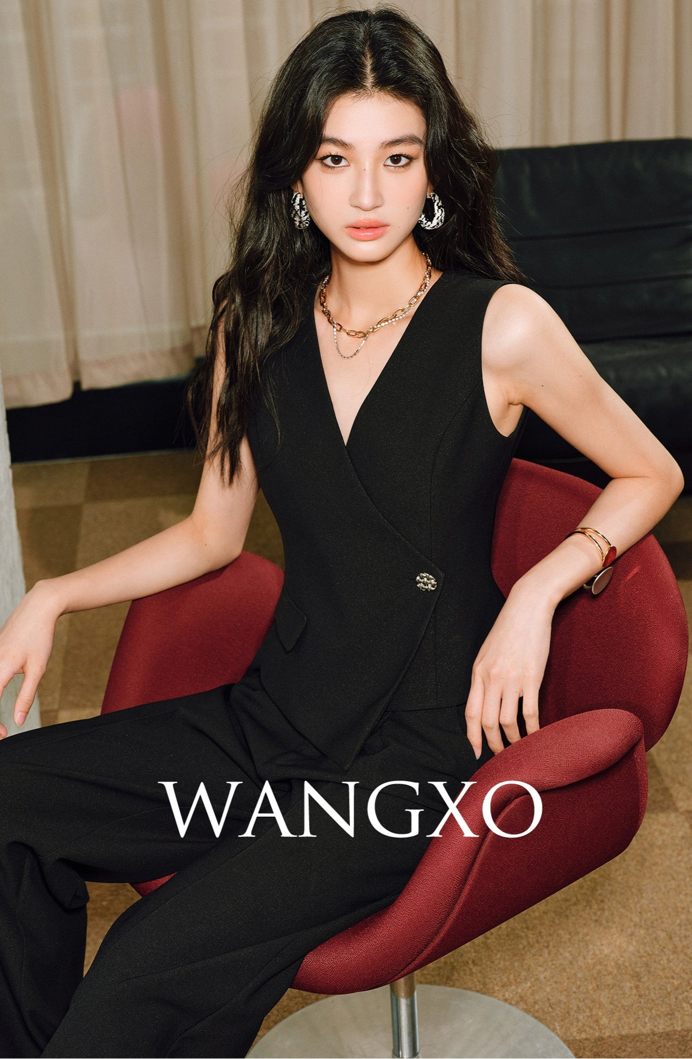 WANGXO | Cool Skin-Friendly Slanted Vest & Single-Pleated Trousers Elegant Suit- VEDA