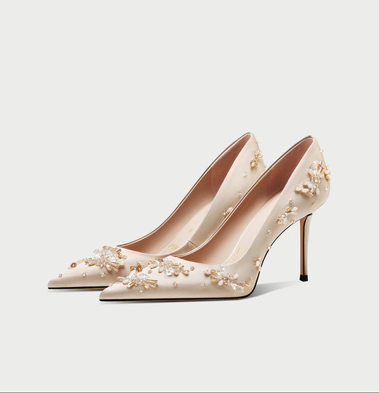 pjjuu champagne color wedding new high heels - PEACE