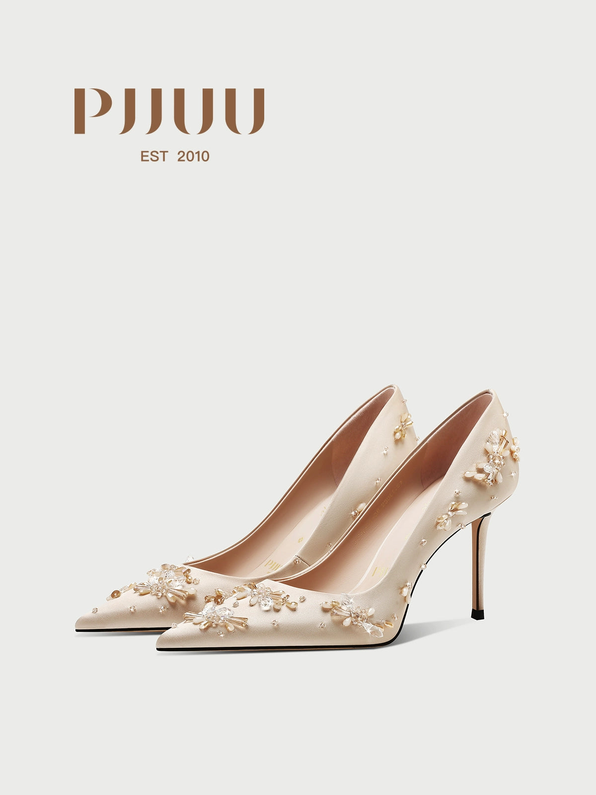 PJJUU champagne pointed toe high heels - PLADE.