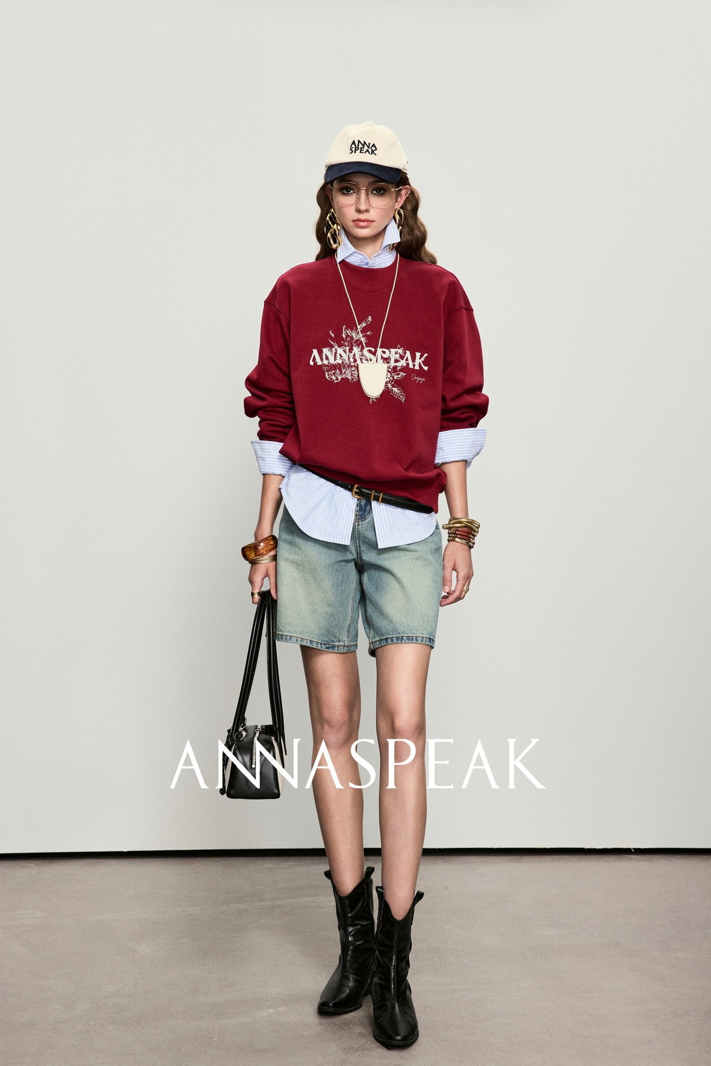 ANNASPEAK  denim Bermuda denim shorts-WAA.