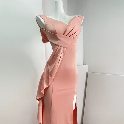 DOLLY Luxury Sleeveless Off Shoulder Tube Tob Long Irregular Slit Dinner Dress-KOKIE