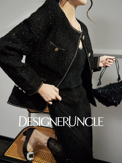 DGU "Gilded" black jacket small fragrance celebrity temperament commuter versatile top - Bobby.