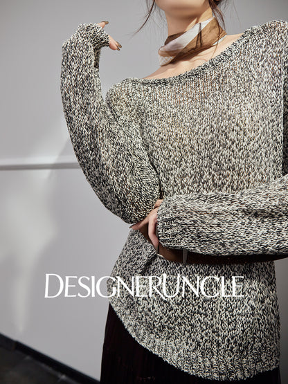 DGU |Flower Gray Knitted New Loose Lazy Style Light Luxury Niche Design Pullover - CHANT.