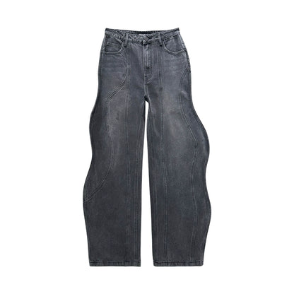 ANNAKIKI Pre-Fall Niche designer 3D wavy fractal deconstructed jeans-JINSHI
