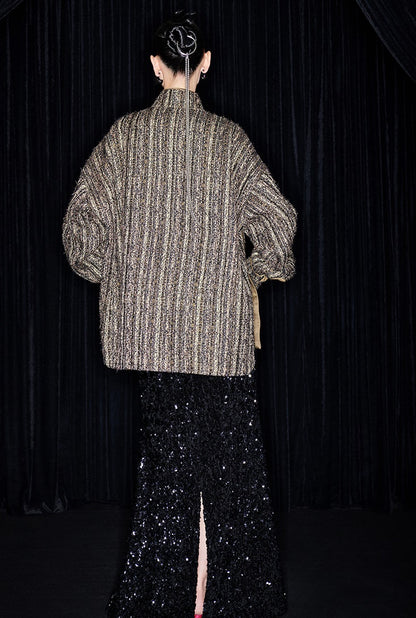 M essential Mackay designer Chanson  Wrought Iron Orchid Feather Beaded Top - growth.