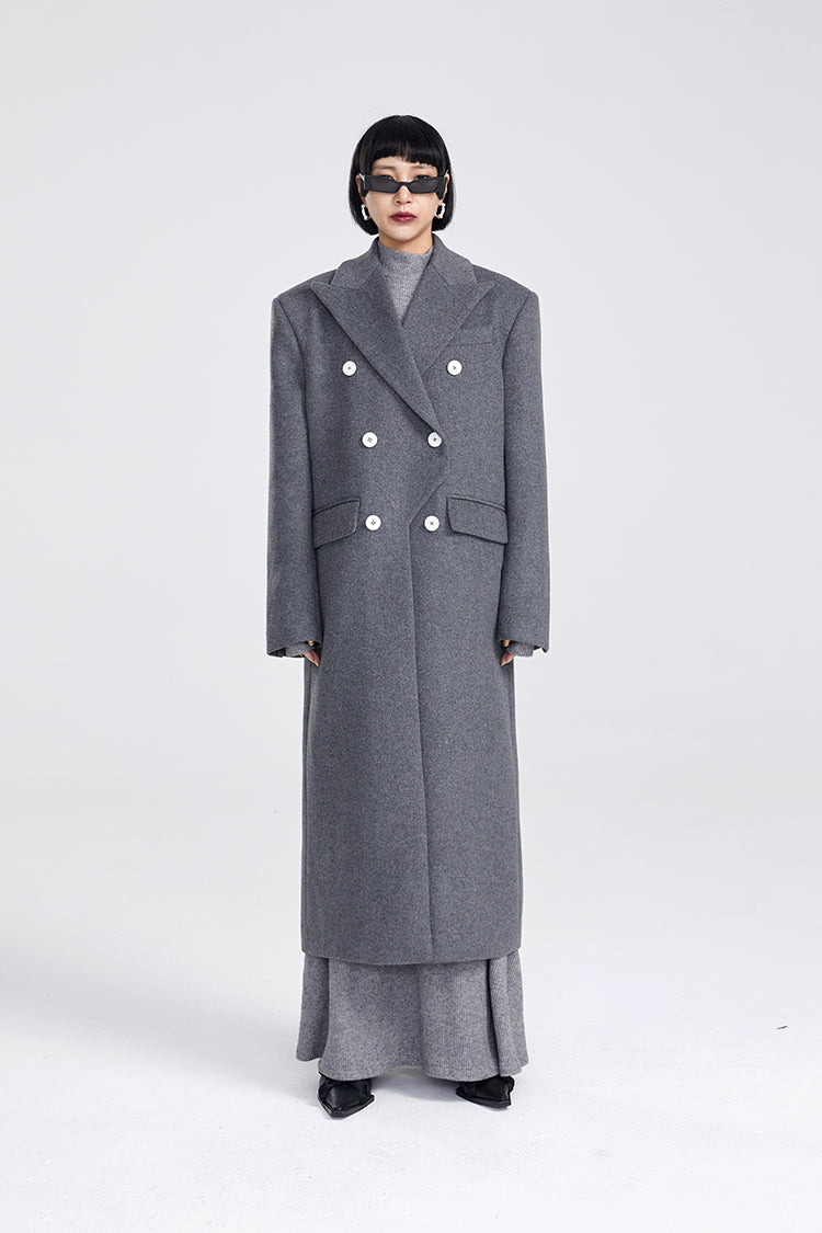 TINY IN Maxi double-breasted women's wool coat jacket - INO