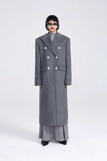 TINY IN Maxi double-breasted women's wool coat jacket - INO