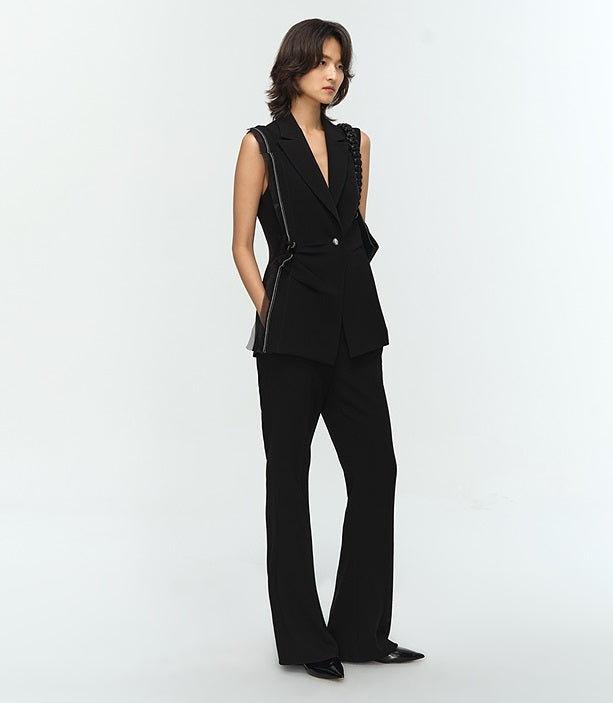 COMME MOI Lu Yan designer's new women's acetate lapel sleeveless slim suit - BROKEN.