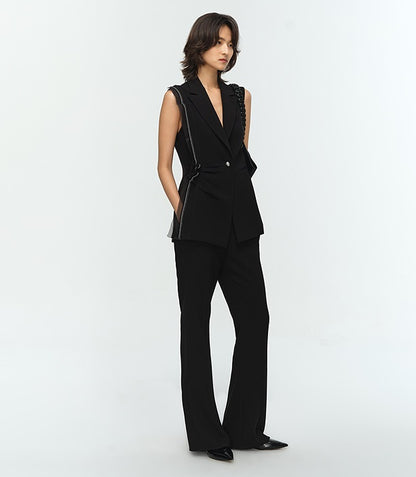 COMME MOI Lu Yan designer's new women's acetate lapel sleeveless slim suit - BROKEN.