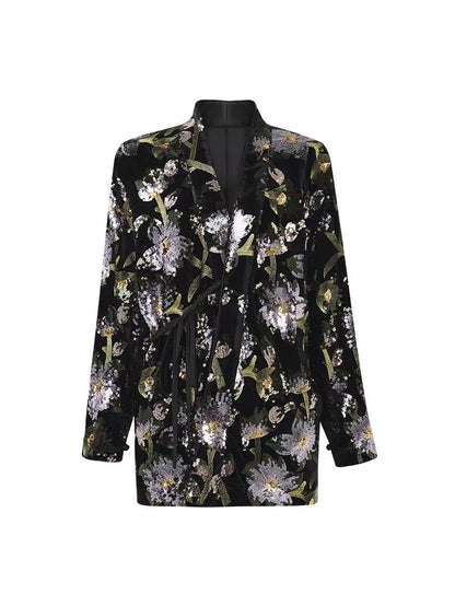 HECO velvet bottom plant embroidery sequin  JACKET - AMAYA.