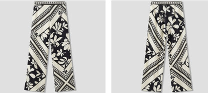 COMME MOI printed tassel black and white print waist suit  - AURORA.