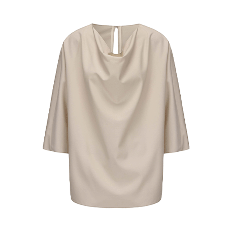 ATELIER MISS LU Drape-Neck Worsted Wool Top - AILEEN