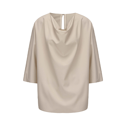 ATELIER MISS LU Drape-Neck Worsted Wool Top - AILEEN