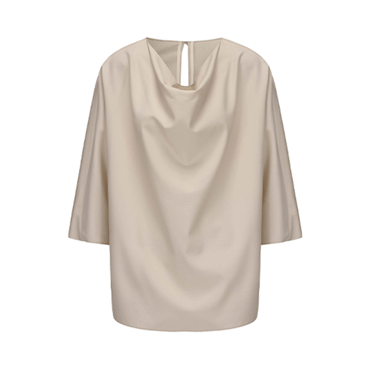 ATELIER MISS LU Drape-Neck Worsted Wool Top - AILEEN