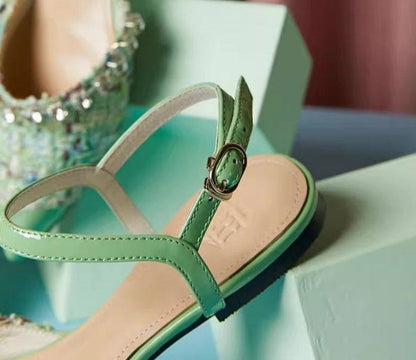 B-FEI hand-spliced pointed flat sandals shoes. JOSH.