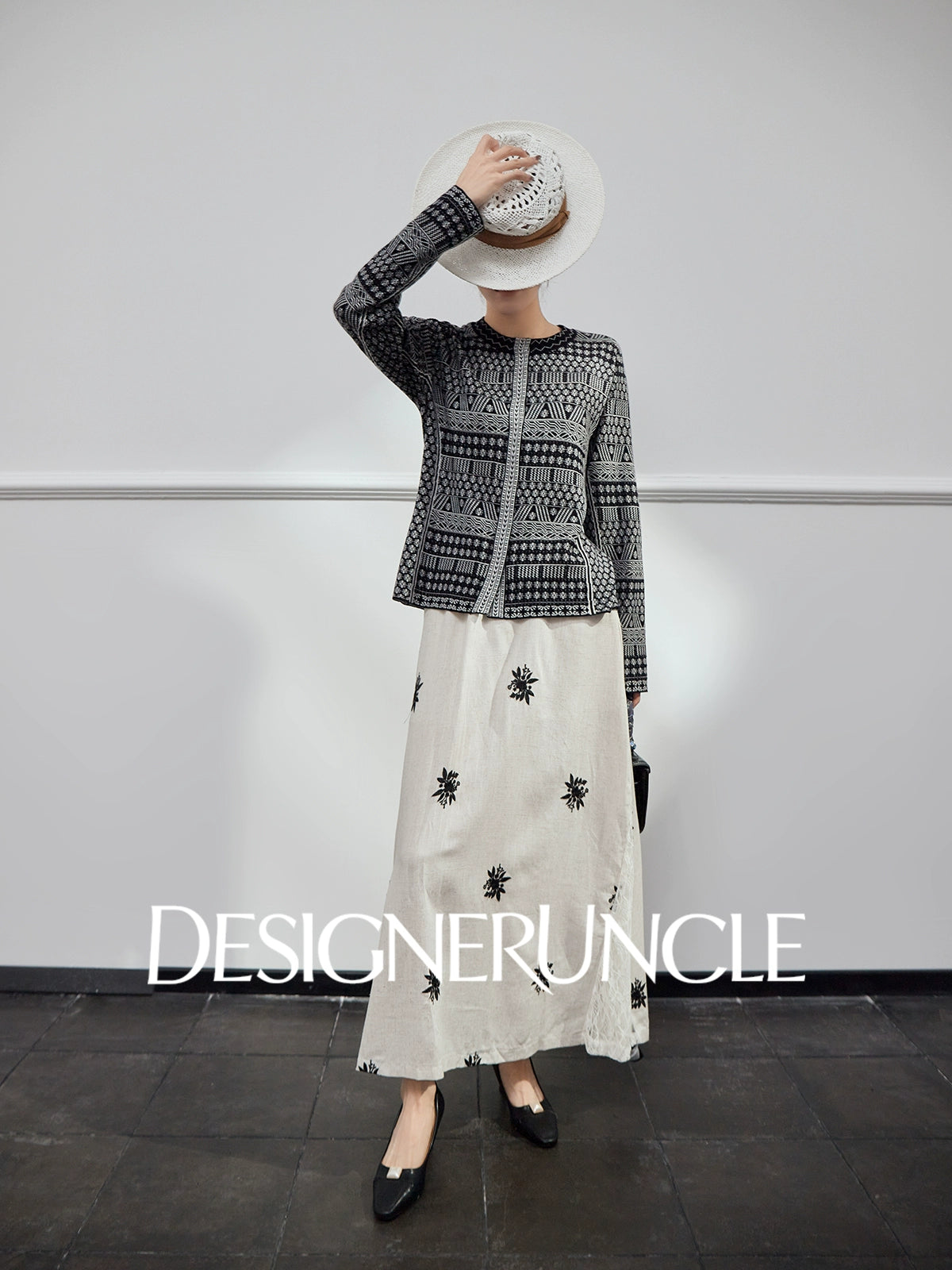 DGU| Black sweater geometric jacquard niche design jacket knitted top - JUGALAR.