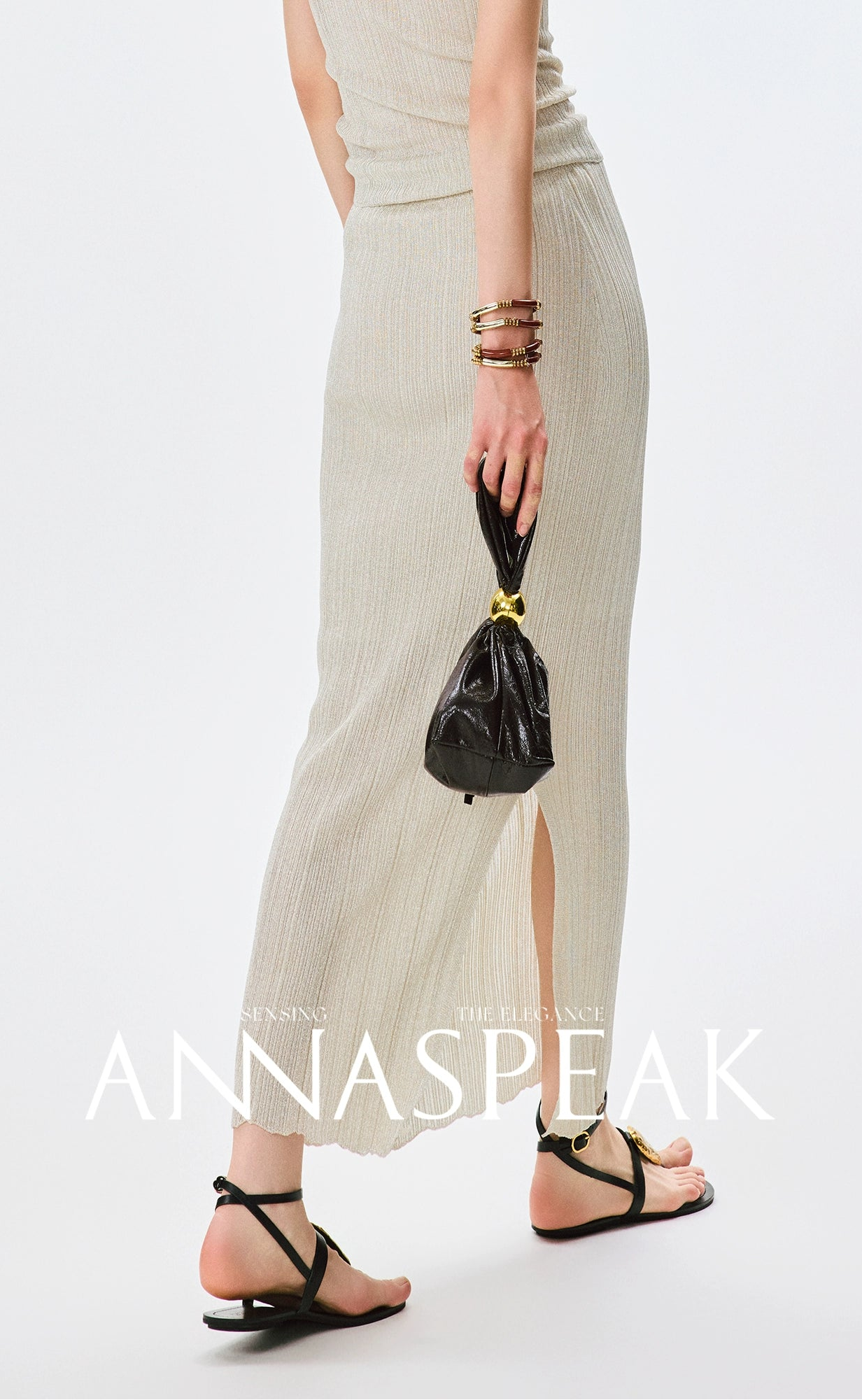 ANNASPEAK dry soft and cool VISCOSE pit strip suspender straight skirt set-CHOTA.