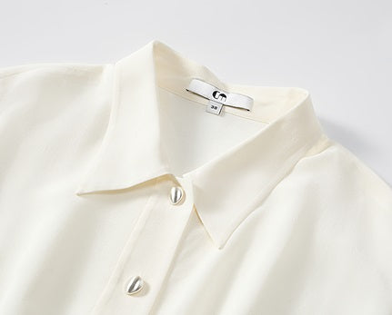 COMME MOI  women's lapel cover sleeve mulberry silk dress - DAVID.