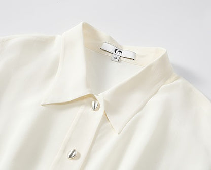 COMME MOI  women's lapel cover sleeve mulberry silk dress - DAVID.