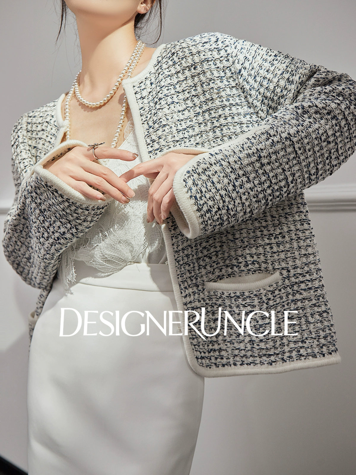 DGU "Sulan" cream cardigan commuting slimming versatile design top - CHARLIE.