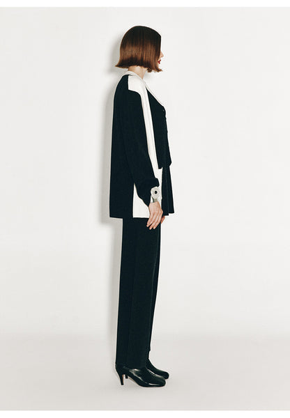 ATELIER MISS LU Geometric Contrasting Cashmere and Wool Blend Vest - IVY