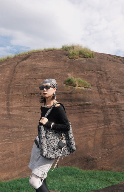 IUBALLET Relaxism New Lace One Shoulder Crossbody Large Capacity Tote Bag - APOCALYPSE ?