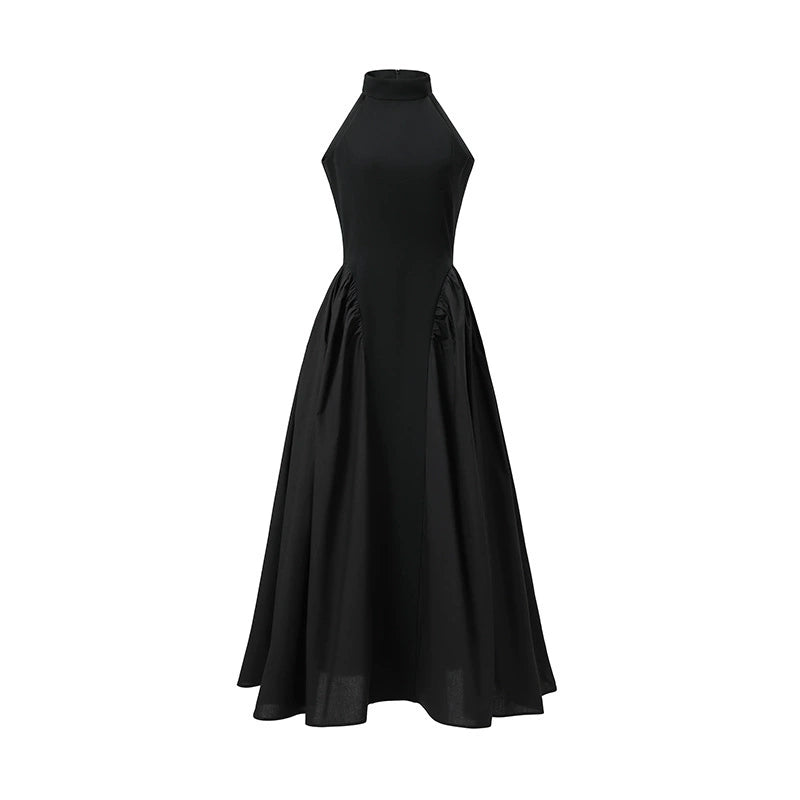 DOLLY Elegant Pink Halter Neck Sleeveless Long Loose A-Line Evening Dress-AMELIA