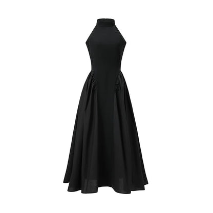 DOLLY Elegant Pink Halter Neck Sleeveless Long Loose A-Line Evening Dress-AMELIA