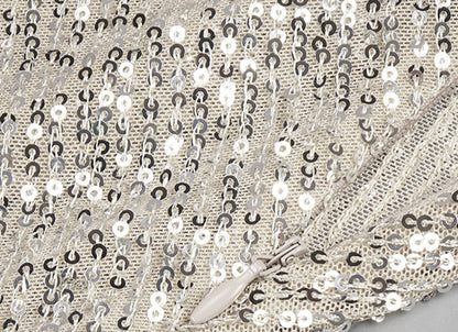 DOLLY Elegant Sliver One Shoulder Sleeveless Sparkling Slim Fit Sexy Dinner Dress-ALETA