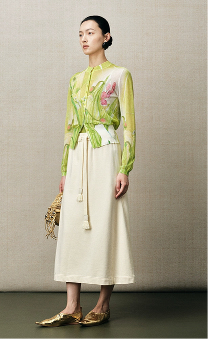 ZHUCHONGYUN flower crew neck print knitted cardigan--ARCHER.