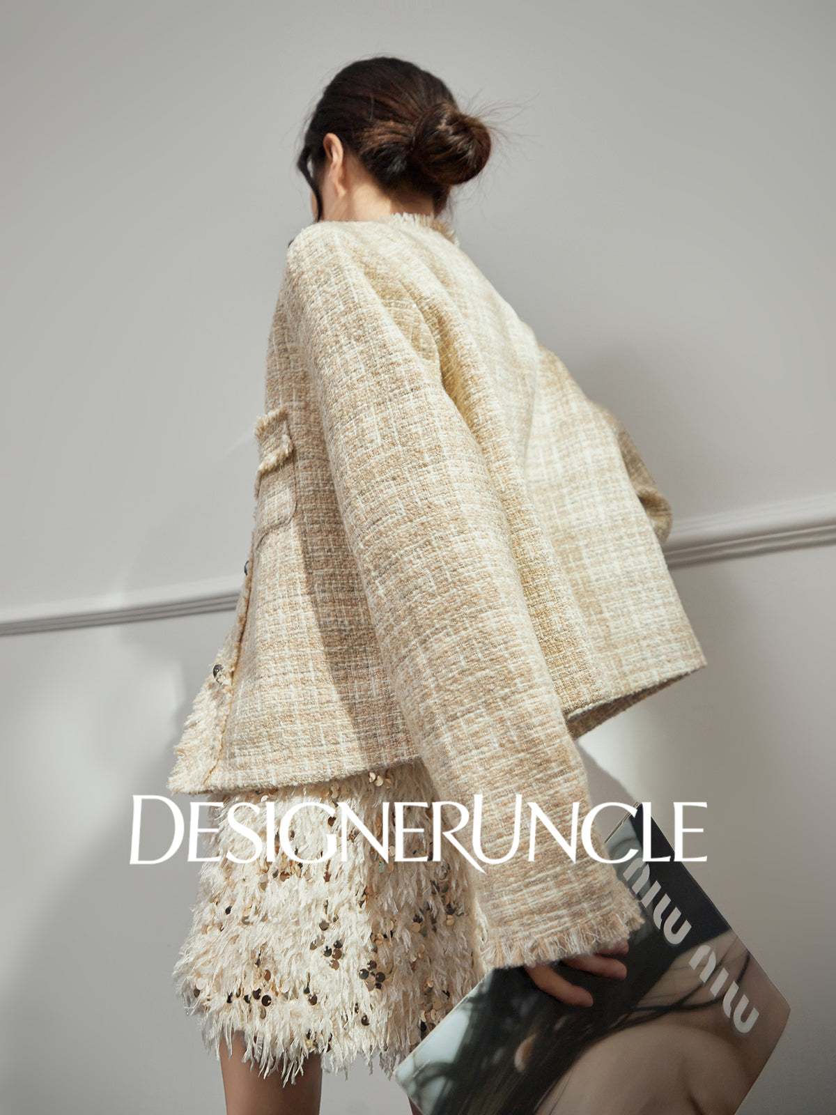 DGU "Shallow Yin" apricot jacket high-end small fragrance temperament design top - Noa.