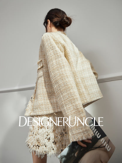 DGU "Shallow Yin" apricot jacket high-end small fragrance temperament design top - Noa.