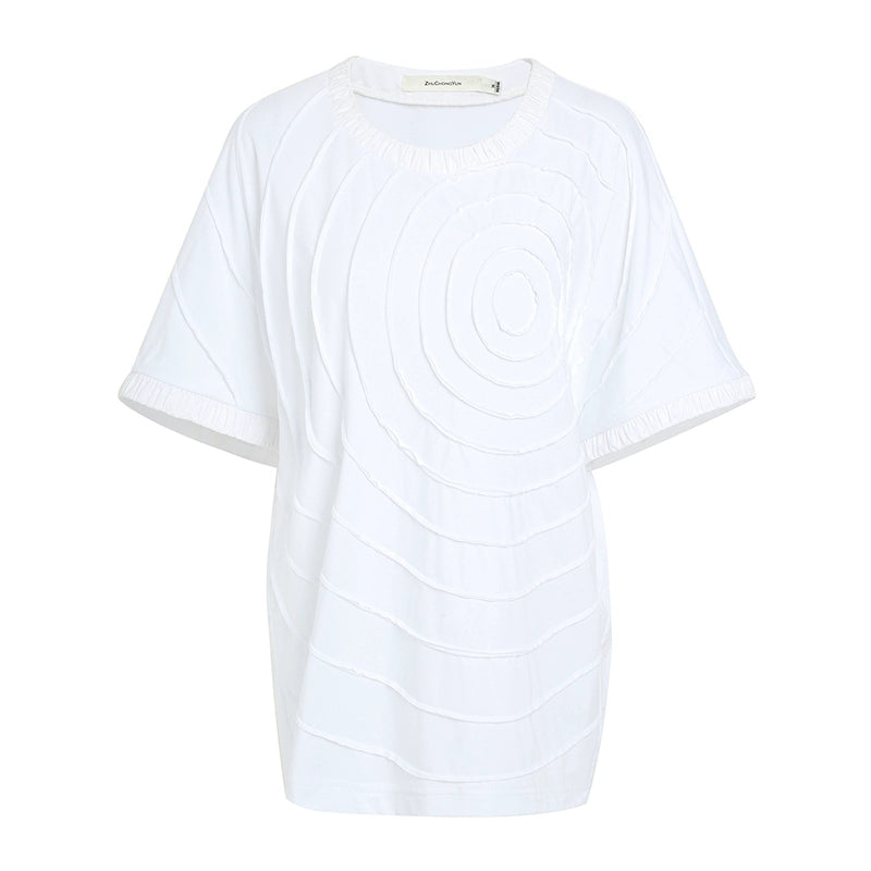 ZHUCHONGYUN Three-Dimensional Loose Dropped Shoulder Crew Neck T-Shirt-AKIRA.