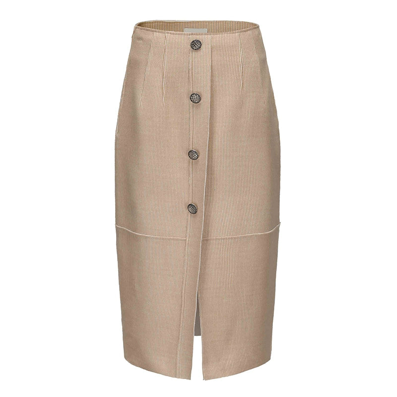 ATELIER MISS LU patchwork slim-fitting wool corduroy skirt - REPLACE.