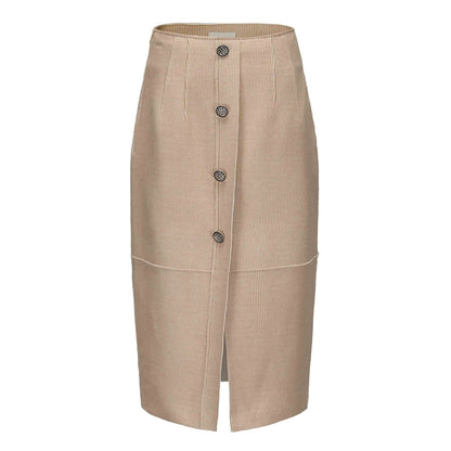 ATELIER MISS LU patchwork slim-fitting wool corduroy skirt - REPLACE.