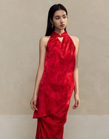 HECO Pleated red black white Skirt Slim High Waist Woman - glad.